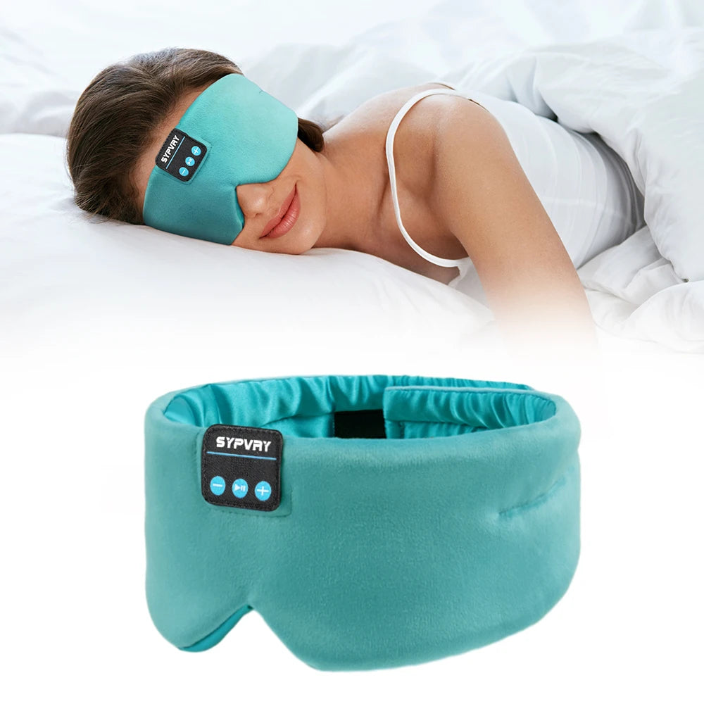 Bluetooth Sleep Mask with Headphones | Silk Eye Mask for Sleeping, Meditation & Travel | Wireless Music Eye Mask by vitaAsana Blue