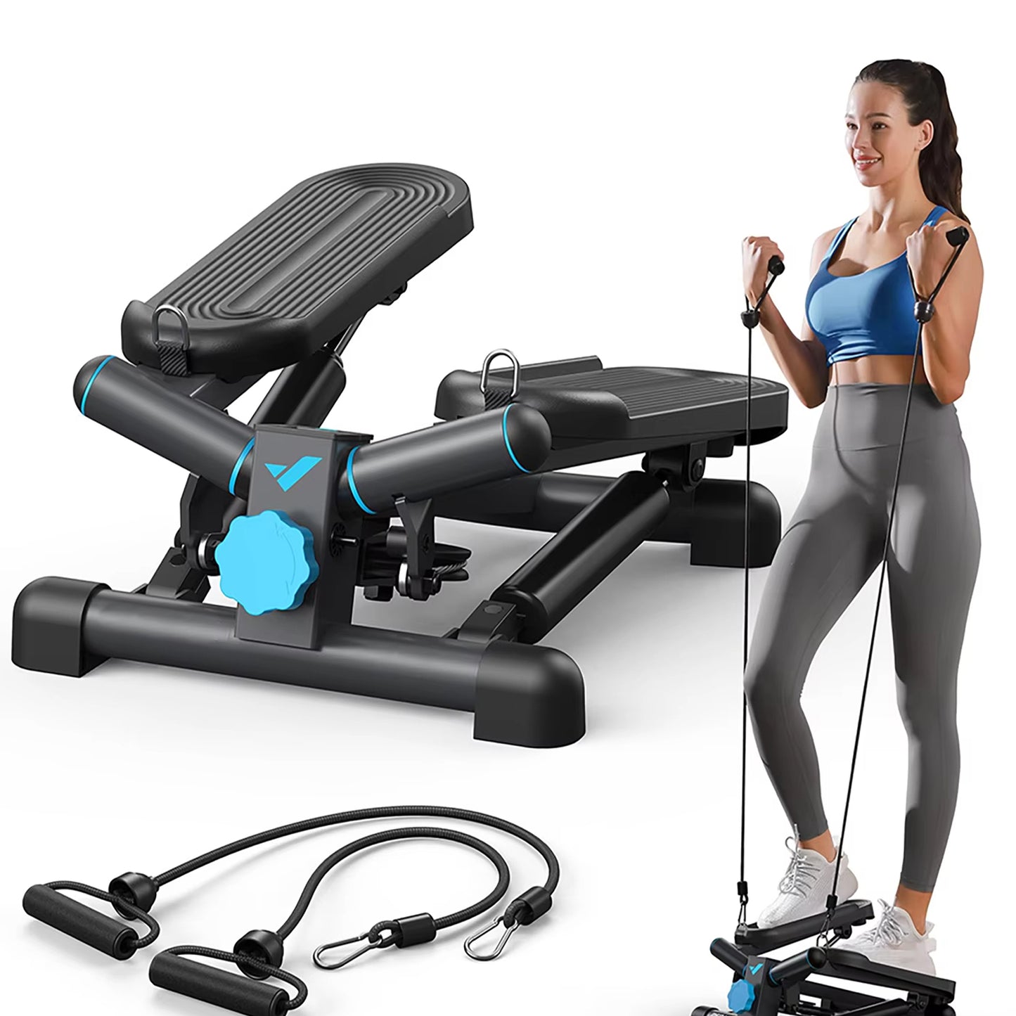 Premium Hydraulic Mini Twist Stepper | Quiet Compact Cardio Machine for Home Workouts | LCD Display & 330LB Capacity Black
