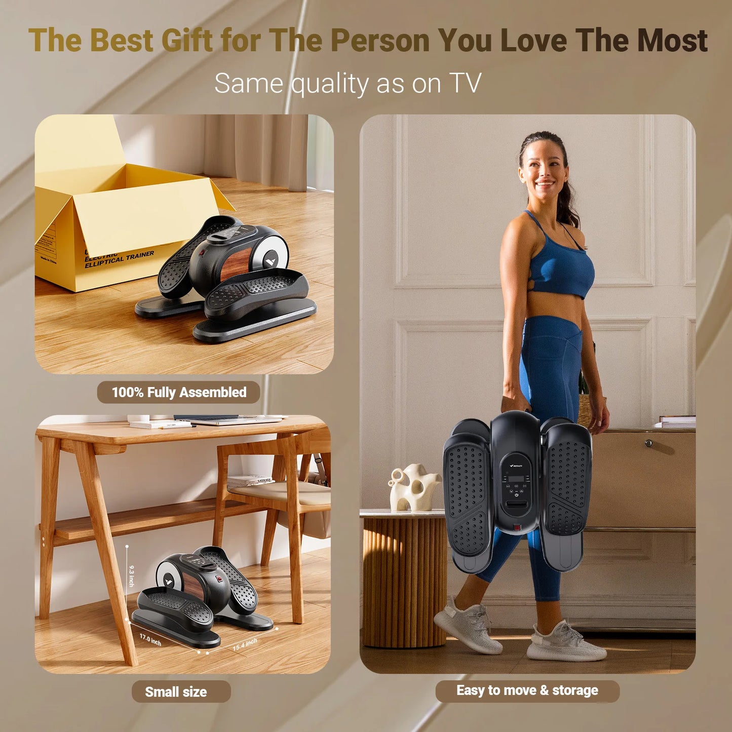 Under-Desk Elliptical Machine | Quiet Seated Pedal Exerciser for Home & Office | 12 Speeds, Remote Control, Compact Plug-In Design