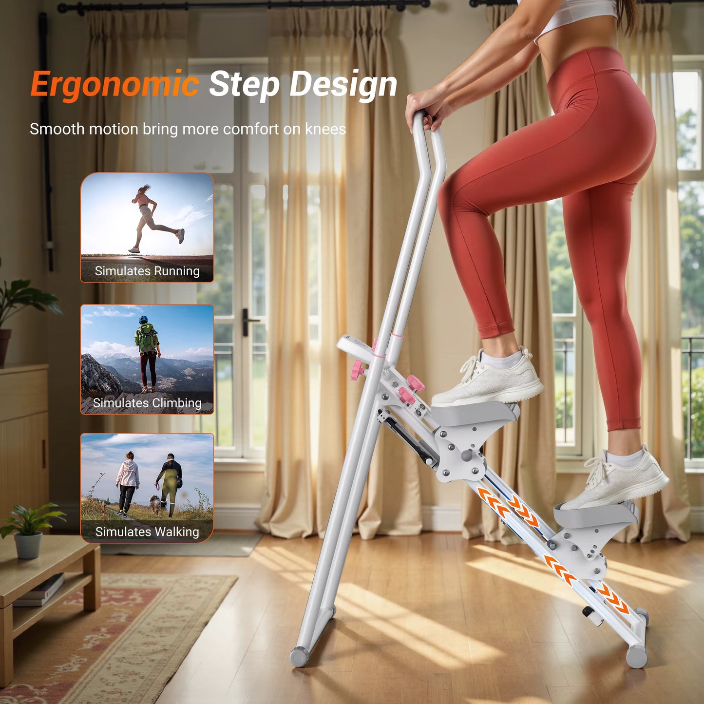 Vertical Climber Machine | Full-Body Stair Stepper Cardio Trainer | Compact Folding Home Gym Equipment | Adjustable Pedals & Handles | 300lb Capacity