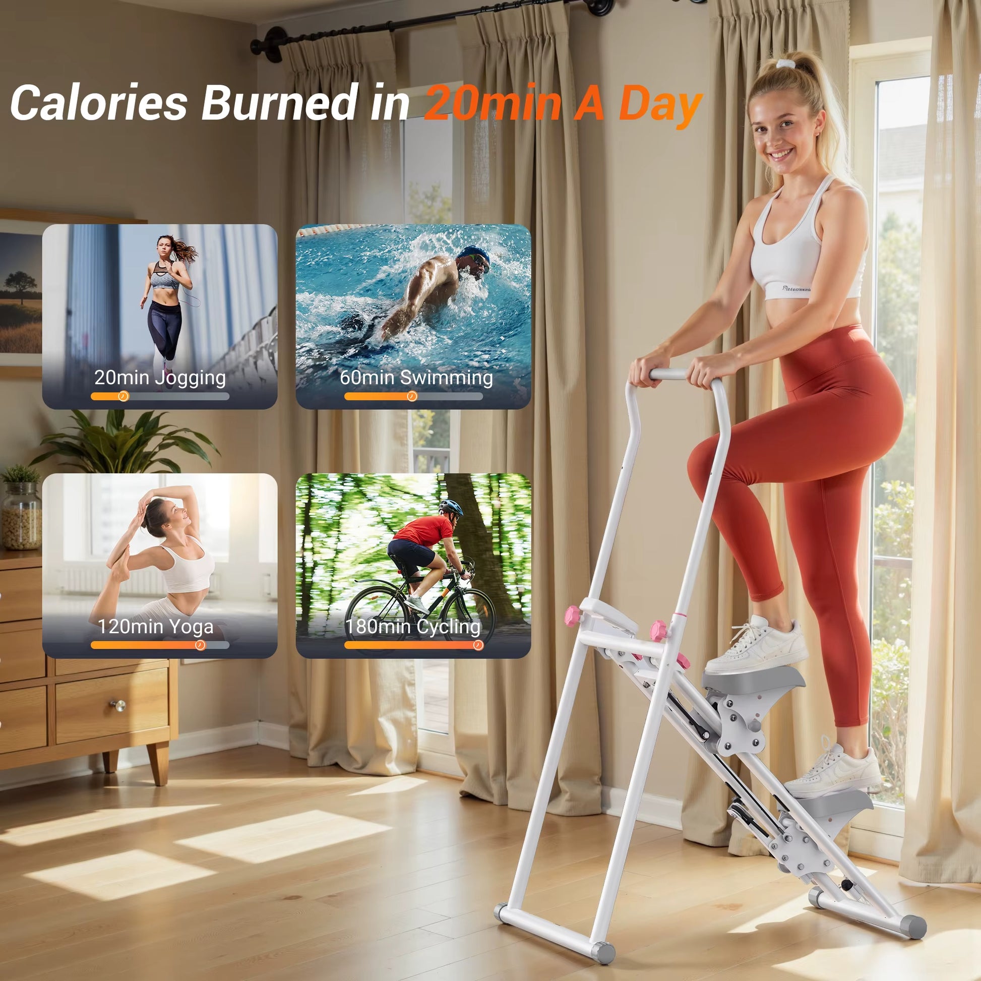 Vertical Climber Machine | Full-Body Stair Stepper Cardio Trainer | Compact Folding Home Gym Equipment | Adjustable Pedals & Handles | 300lb Capacity
