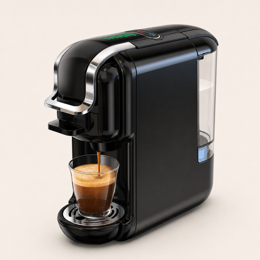 5-in-1 Capsule Coffee Machine | Compatible with Nespresso Original, K-Cup, Dolce Gusto and ESE Pods, Ground Coffee, 20-Bar Hot/Cold Black