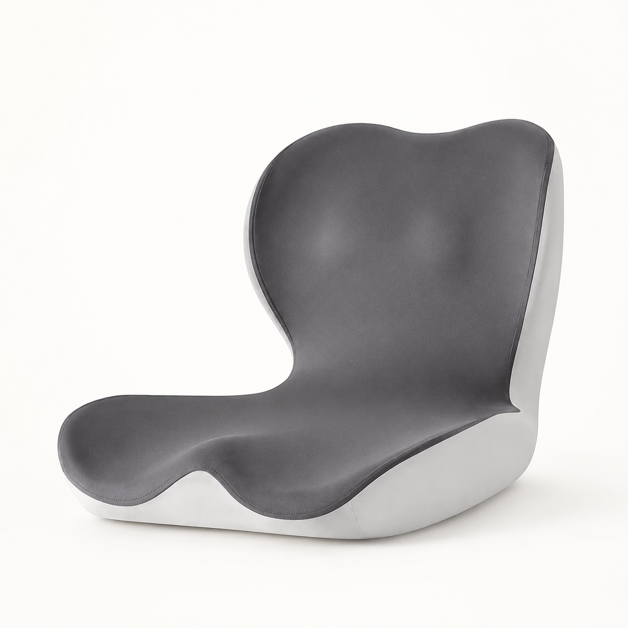 L-Shaped Memory Foam Seat Cushion with Back Support | Breathable Washable Cover for Office, Car and Home Chairs Grey
