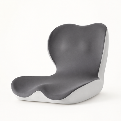 L-Shaped Memory Foam Seat Cushion with Back Support | Breathable Washable Cover for Office, Car and Home Chairs Grey