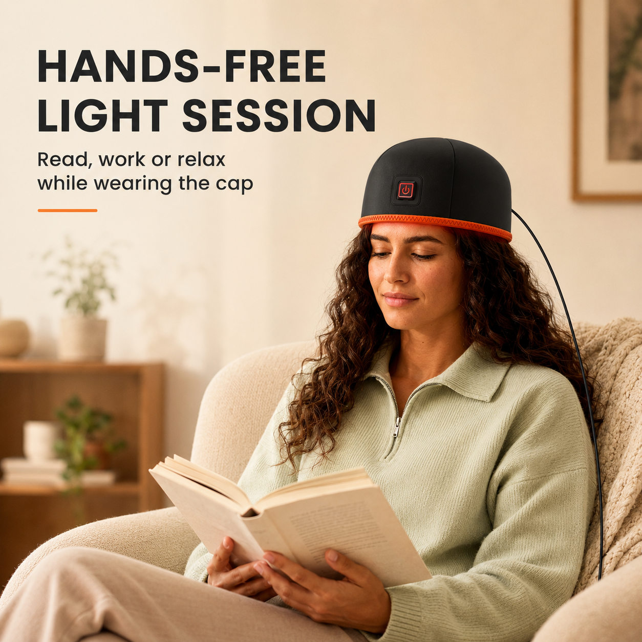 Red Light Therapy Hat with 660nm Red & 850nm Near-Infrared LEDs, 10Hz/40Hz Pulse Modes & Auto Shut-Off