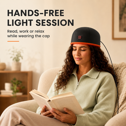 Red Light Therapy Hat with 660nm Red & 850nm Near-Infrared LEDs, 10Hz/40Hz Pulse Modes & Auto Shut-Off