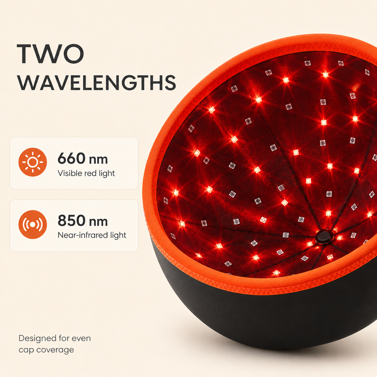 Red Light Therapy Hat with 660nm Red & 850nm Near-Infrared LEDs, 10Hz/40Hz Pulse Modes & Auto Shut-Off
