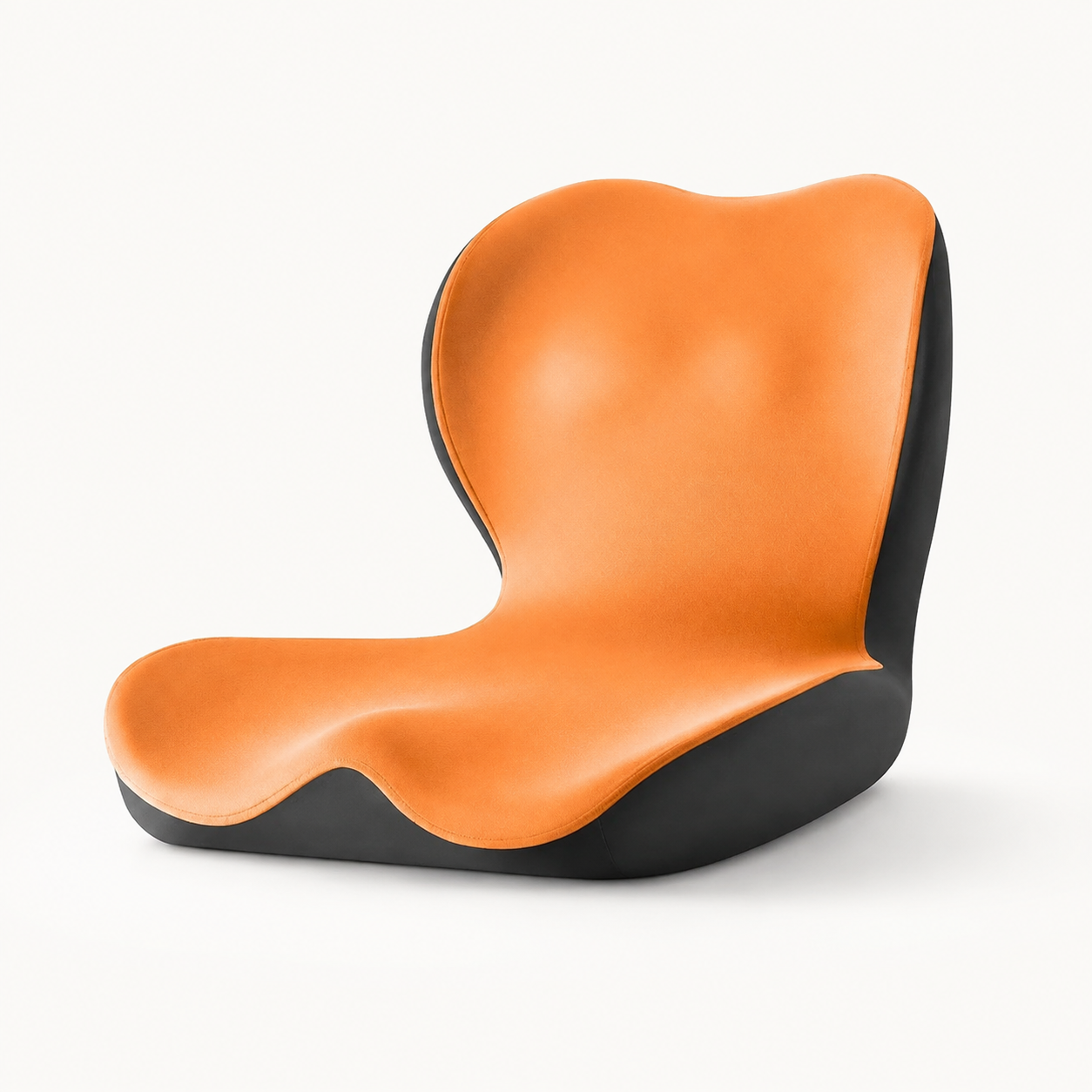L-Shaped Memory Foam Seat Cushion with Back Support | Breathable Washable Cover for Office, Car and Home Chairs Orange