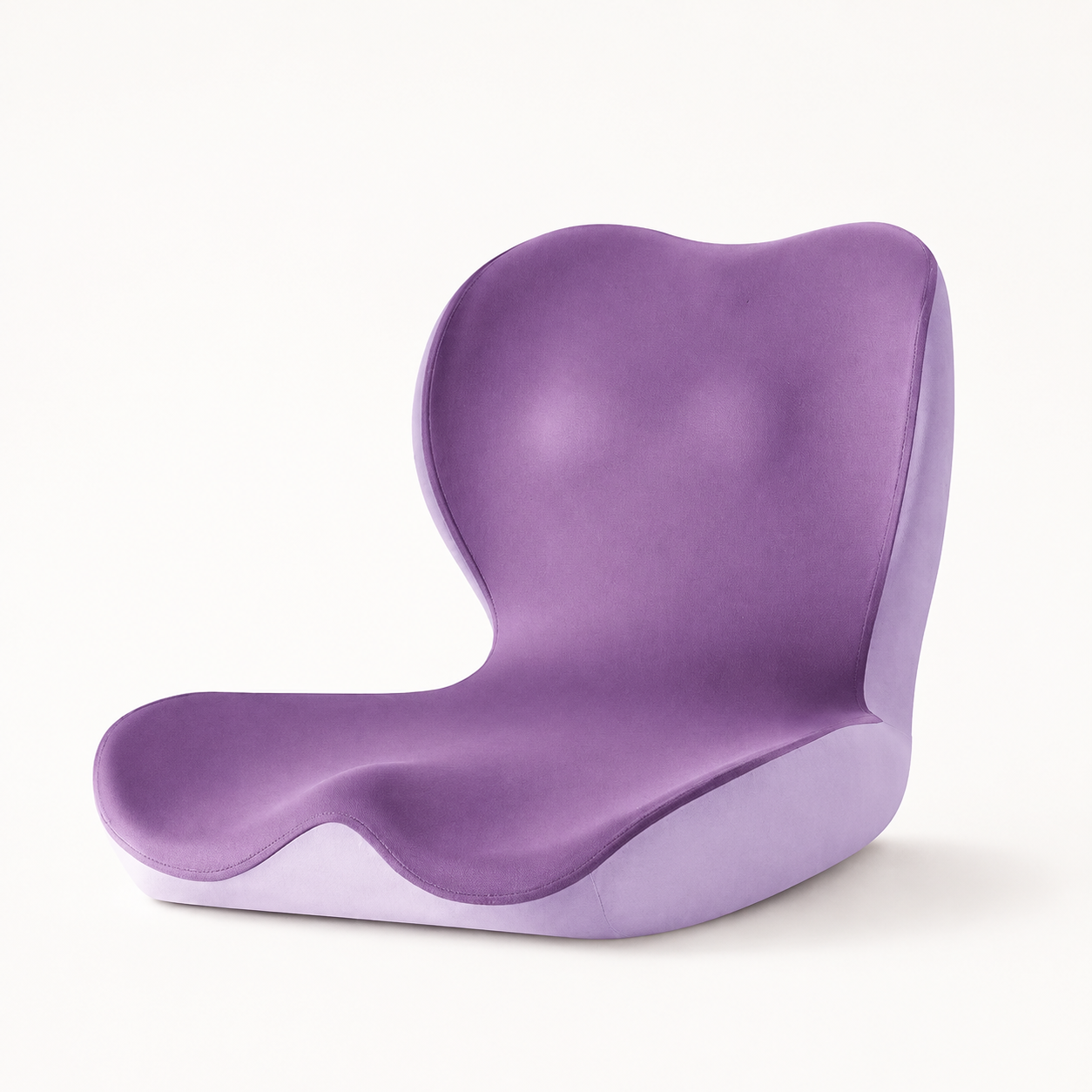 L-Shaped Memory Foam Seat Cushion with Back Support | Breathable Washable Cover for Office, Car and Home Chairs Purple