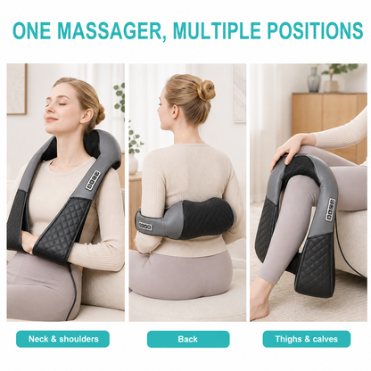 Shiatsu Neck and Shoulder Massager with Heat | 8 Kneading Nodes, 3 Speeds, Auto Reverse & Car Adapter