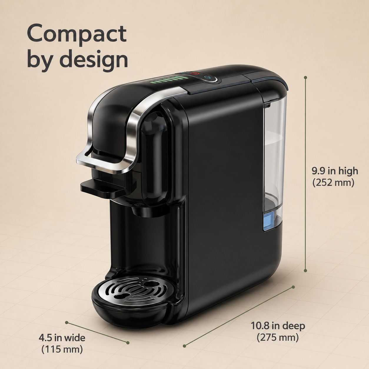 5-in-1 Capsule Coffee Machine | Compatible with Nespresso Original, K-Cup, Dolce Gusto and ESE Pods, Ground Coffee, 20-Bar Hot/Cold
