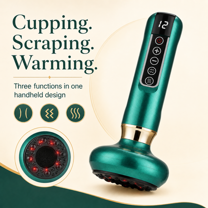 Electric Cupping Massager with Infrared Heat, 12 Suction Levels, Scraping Function & Rechargeable Cordless Design
