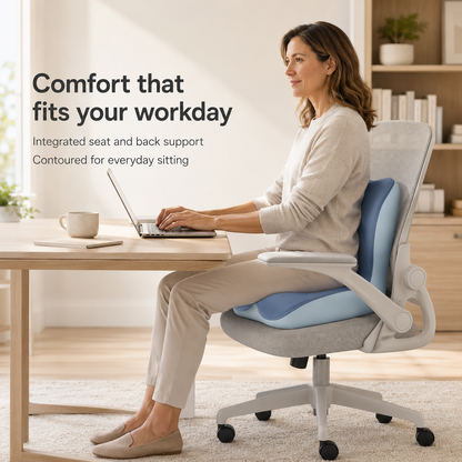L-Shaped Memory Foam Seat Cushion with Back Support | Breathable Washable Cover for Office, Car and Home Chairs