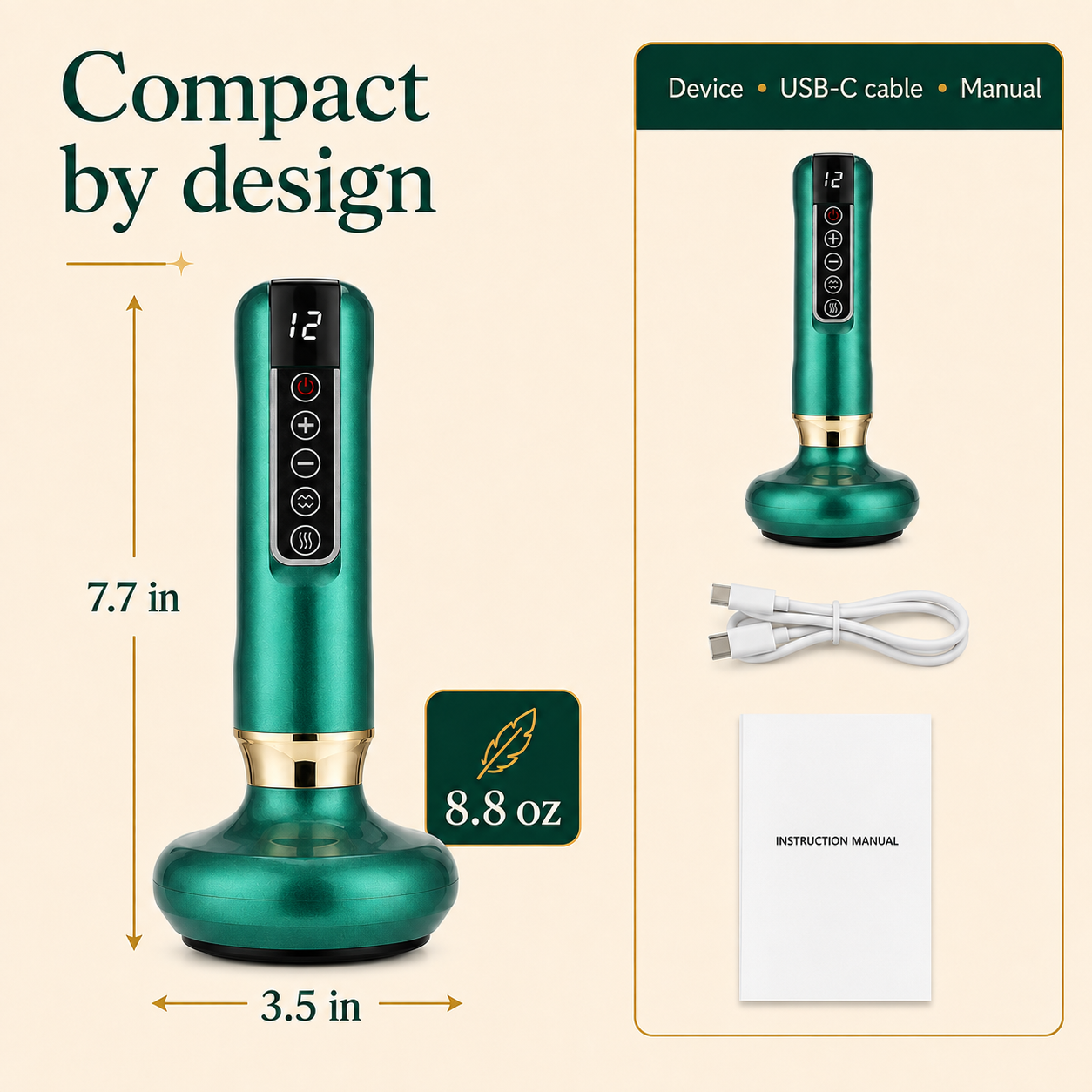 Electric Cupping Massager with Infrared Heat, 12 Suction Levels, Scraping Function & Rechargeable Cordless Design