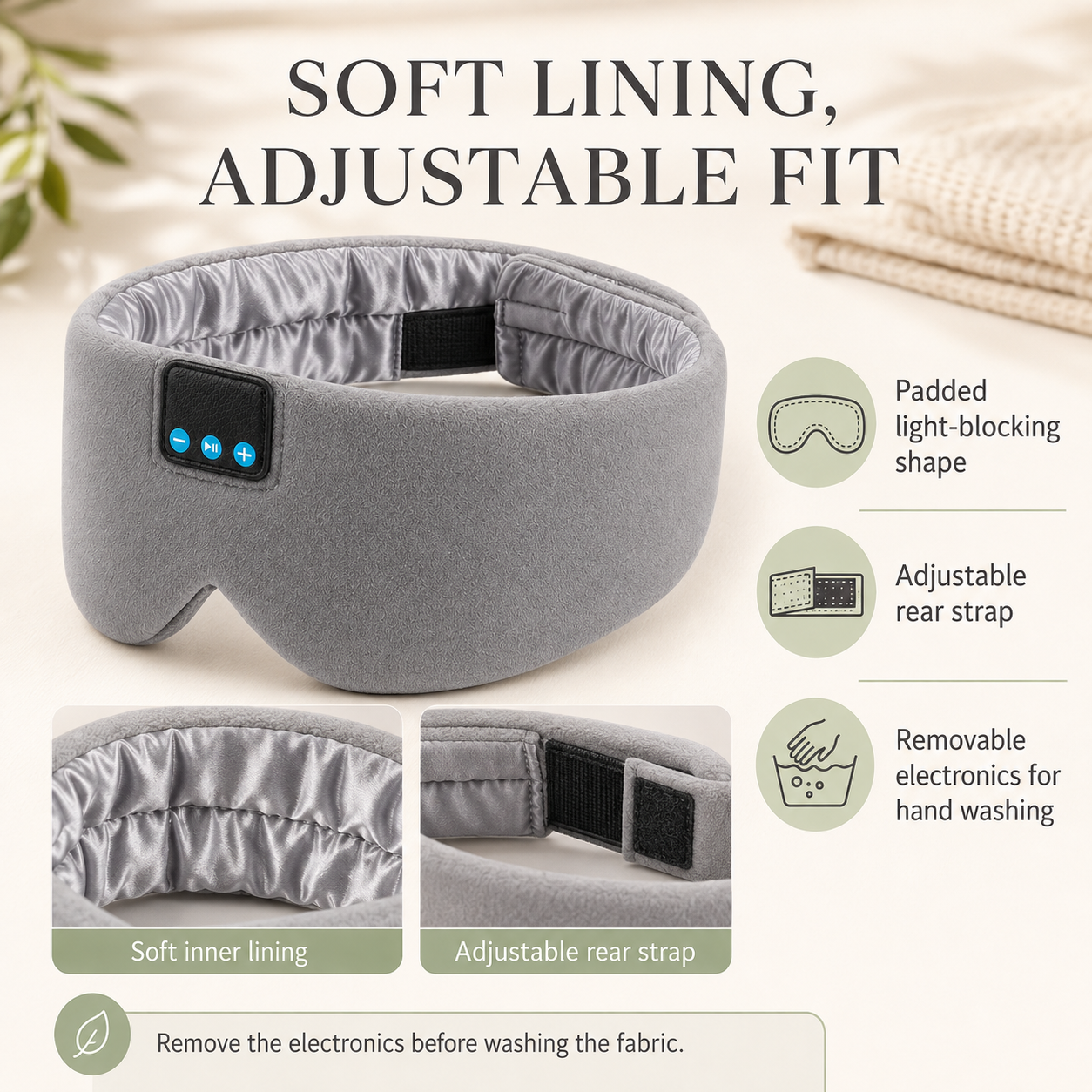 Bluetooth Sleep Mask | Silk Wireless Music Eye Mask with HD Audio, Light Blocking & 12h Battery