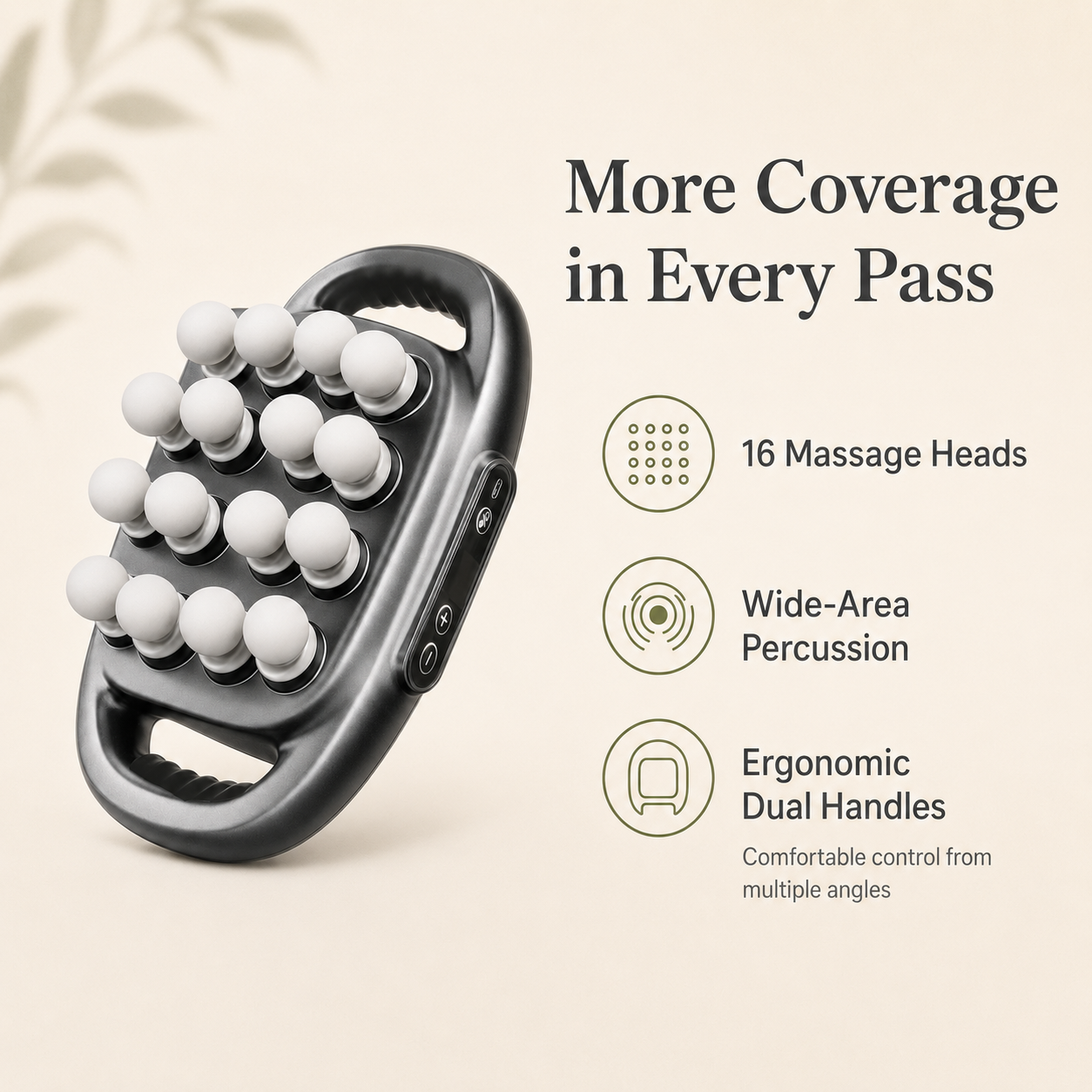16-Head Deep Tissue Massage Gun | 30 Speeds, 3 Modes & Dual-Handle Full Body Percussion Fascia Massager