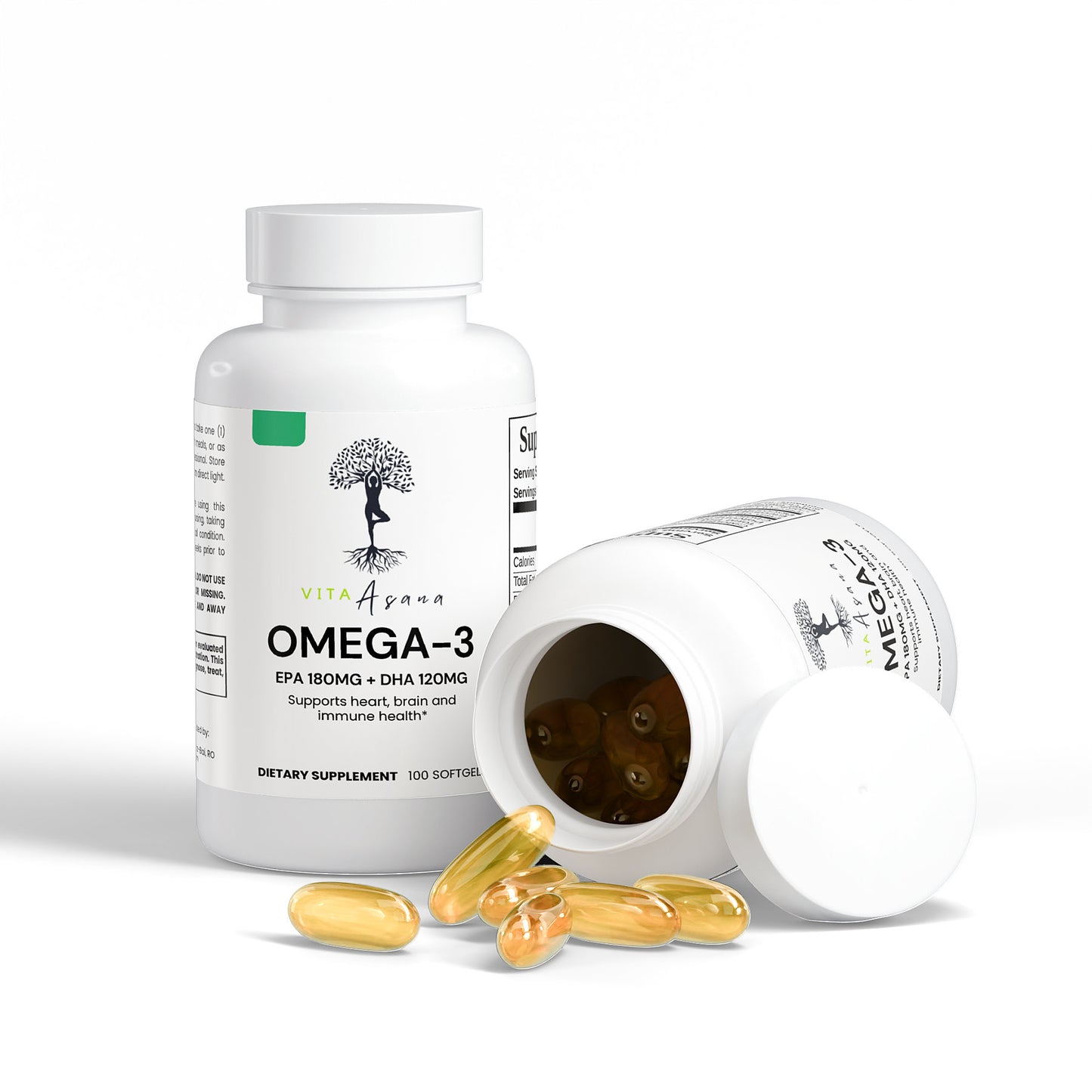 Omega-3 Fish Oil | EPA 180mg + DHA 120mg | Heart Health | Brain Function | Joint Support | Anti-Inflammatory | Vita Asana