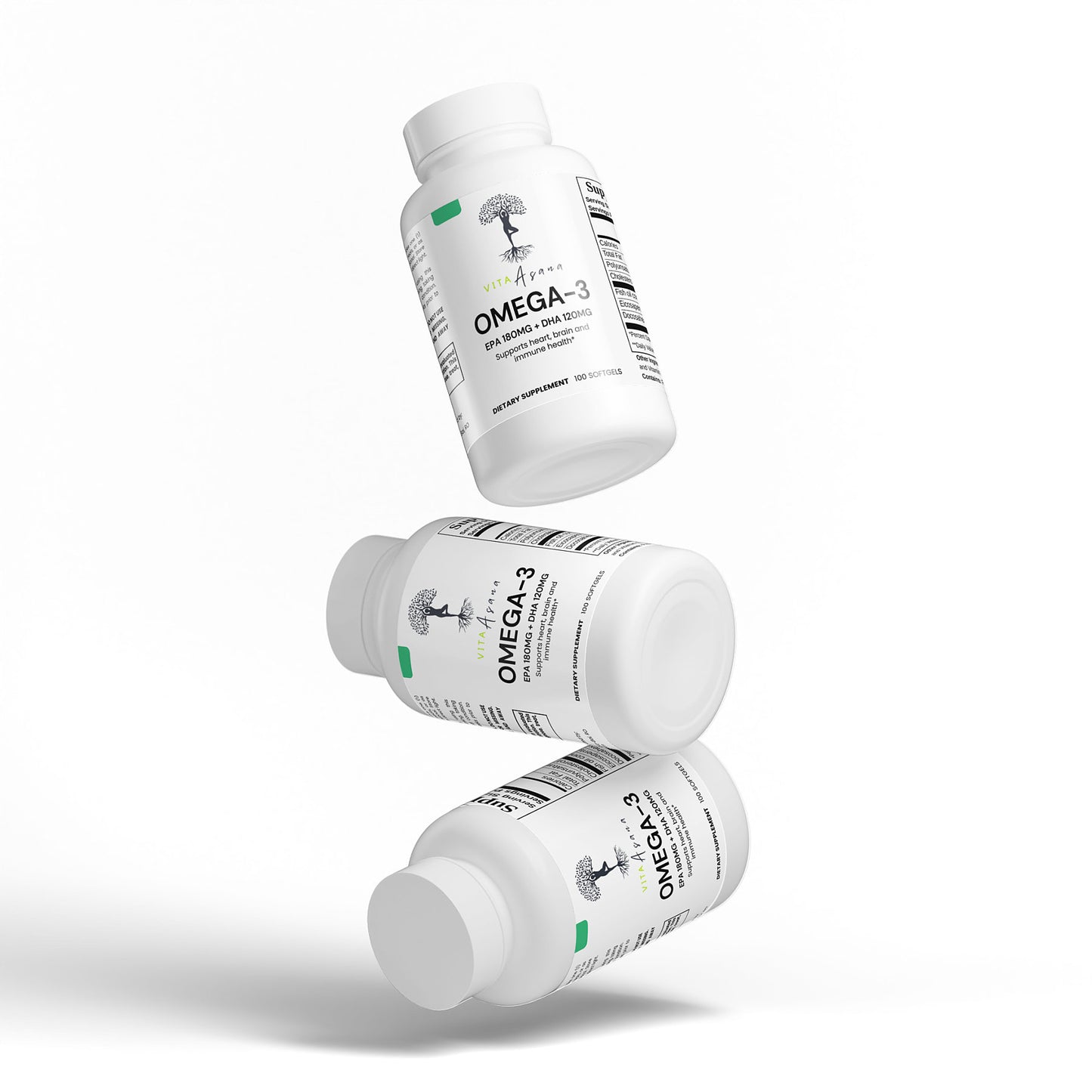 Omega-3 Fish Oil | EPA 180mg + DHA 120mg | Heart Health | Brain Function | Joint Support | Anti-Inflammatory | Vita Asana
