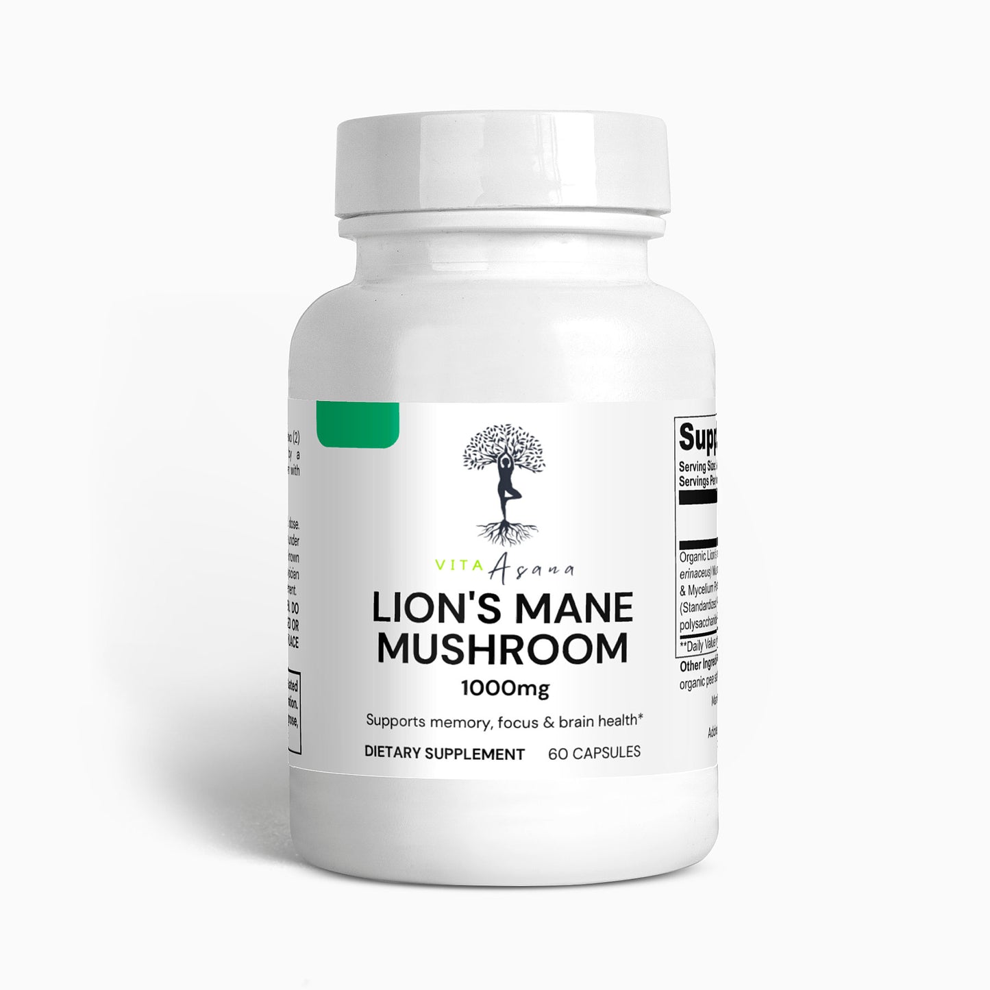 Lion’s Mane Mushroom Capsules | Brain Health | Focus & Memory Support | Cognitive Function | Natural Nootropic | Mental Clarity | Vita Asana