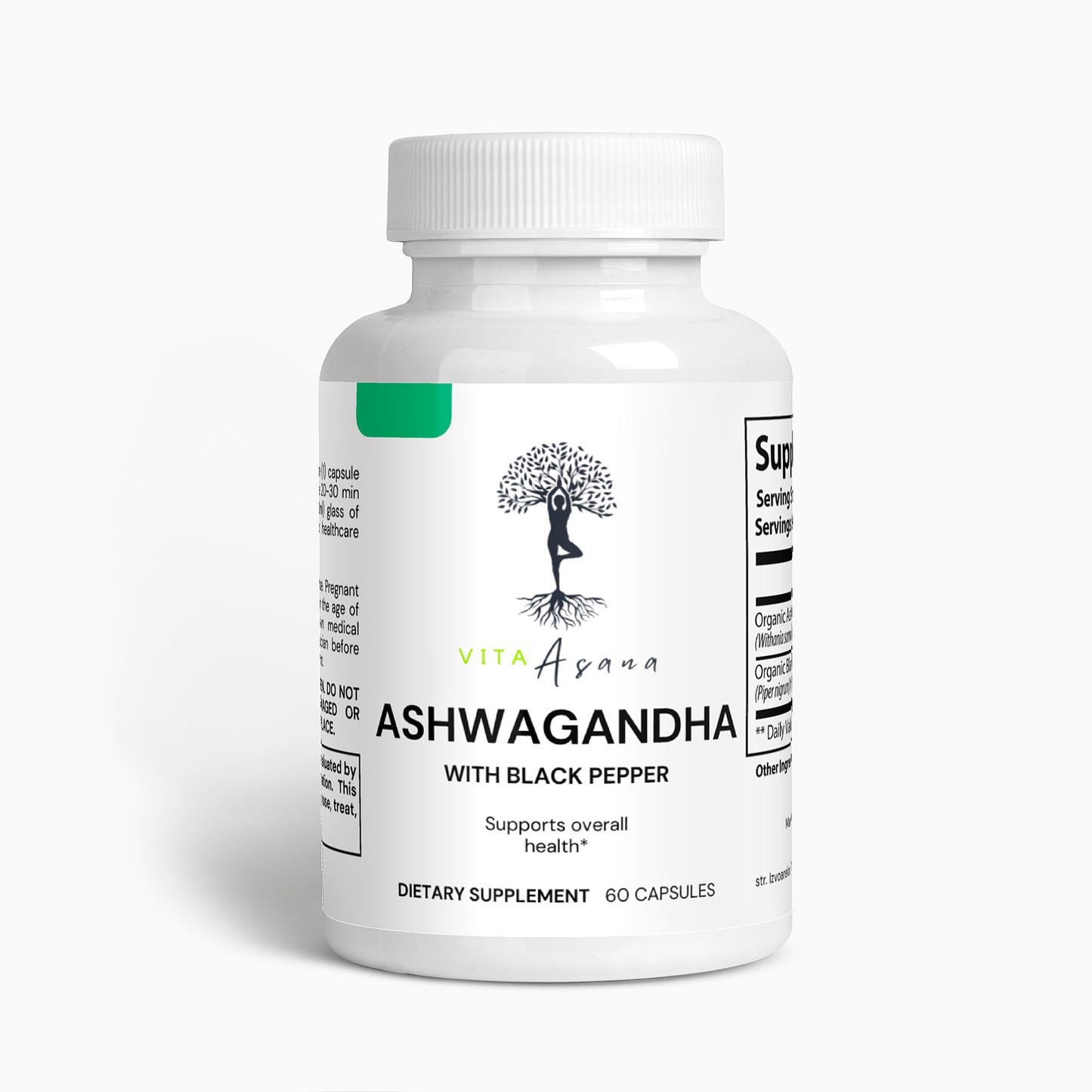 Ashwagandha Capsules with Black Pepper for Stress & Mood by Vita Asana