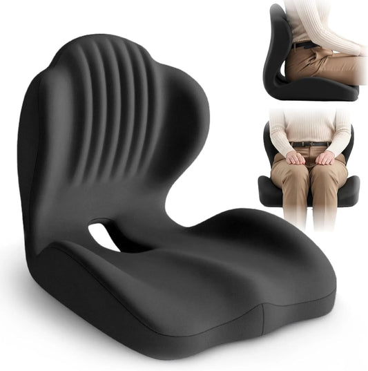 Seat Cushion with Back Support | Memory Foam Office Chair Cushion | Ergonomic Seat and Lumbar Support for Posture