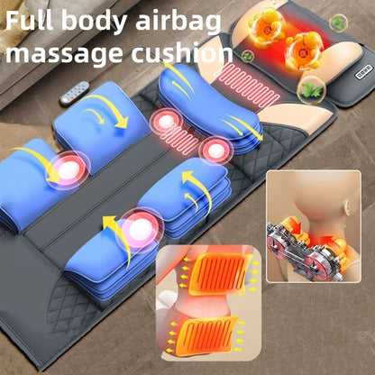 Full Body Massage Mat with Heat | Shiatsu Massage Mattress with Air Compression, Kneading Nodes & Hip Vibration
