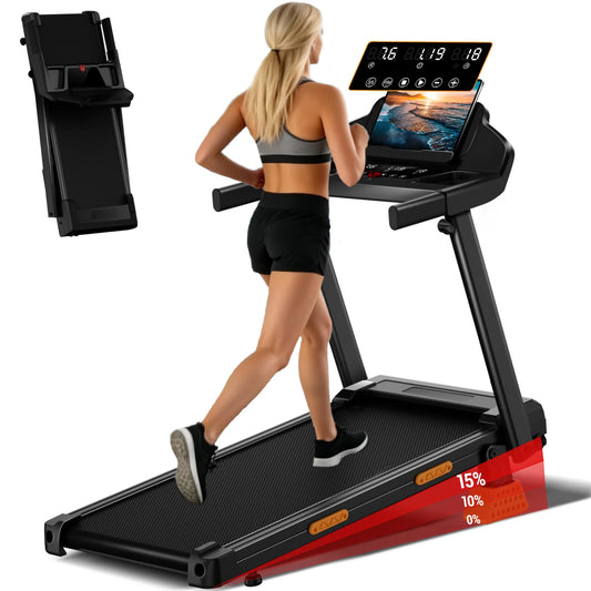 Foldable Smart Treadmill | 3.0HP Brushless Motor, Quiet <45dB, Bluetooth Audio, 7-Layer Shock Absorption & LED Display | Compact Home Running Machine