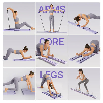 2-in-1 Ab & Ski Board | Pilates Reformer, Core & Leg Trainer | Home Gym Portable Split Machine with Resistance & Kneeling Pads