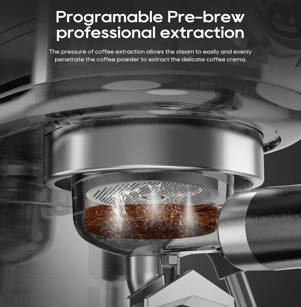 20 Bar Espresso Coffee Machine | Semi-Automatic Compact Coffee Maker | Adjustable Temperature, Cold & Hot Brew, 51mm Portafilter