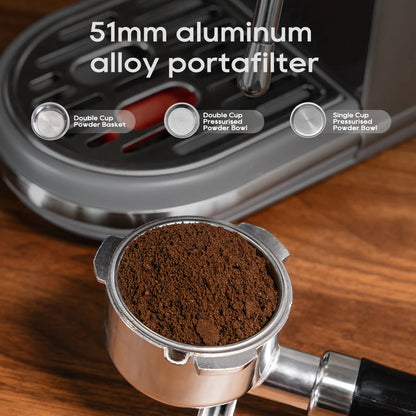 20 Bar Espresso Coffee Machine | Semi-Automatic Compact Coffee Maker | Adjustable Temperature, Cold & Hot Brew, 51mm Portafilter