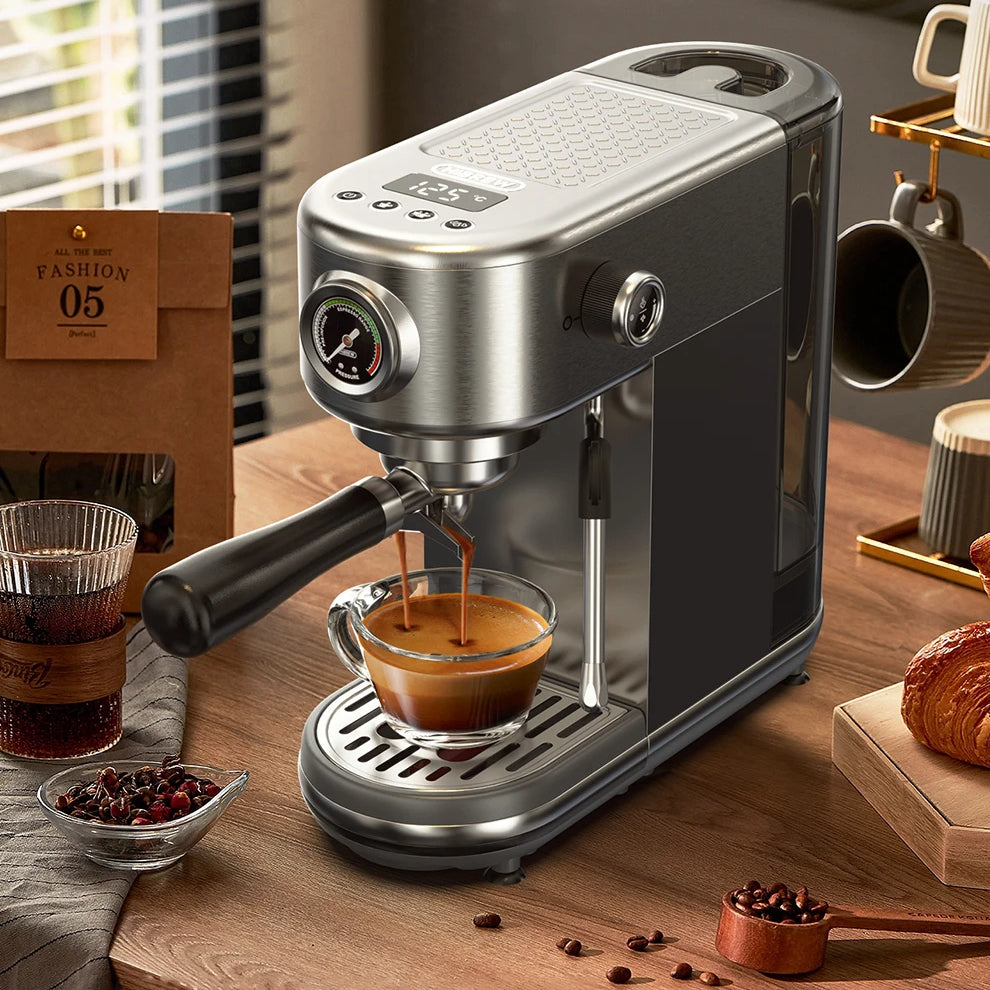 20 Bar Espresso Coffee Machine | Semi-Automatic Compact Coffee Maker | Adjustable Temperature, Cold & Hot Brew, 51mm Portafilter