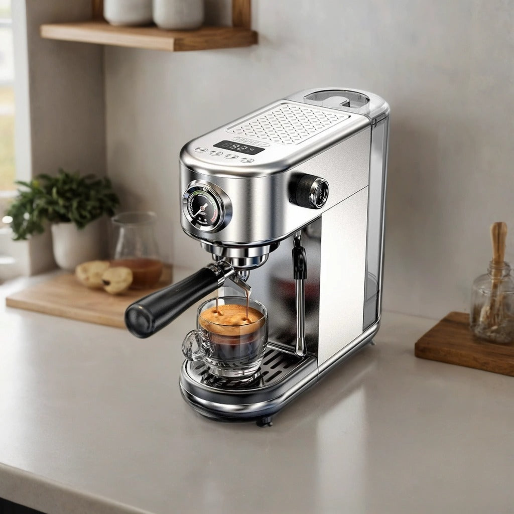 20 Bar Espresso Coffee Machine | Semi-Automatic Compact Coffee Maker | Adjustable Temperature, Cold & Hot Brew, 51mm Portafilter
