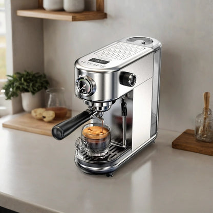 20 Bar Espresso Coffee Machine | Semi-Automatic Compact Coffee Maker | Adjustable Temperature, Cold & Hot Brew, 51mm Portafilter