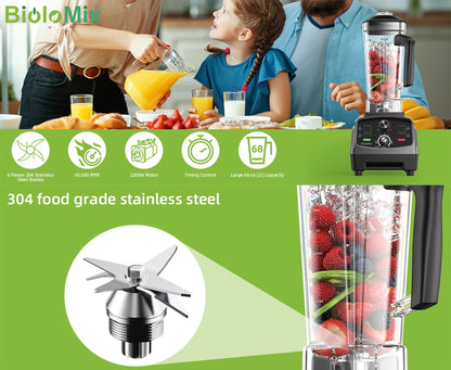 2200W Countertop Blender for Smoothies & Food Prep | BPA-Free 2L Jar, Timer, 6 Blades, Ice Crusher | Powerful Home Mixer with Safety Features