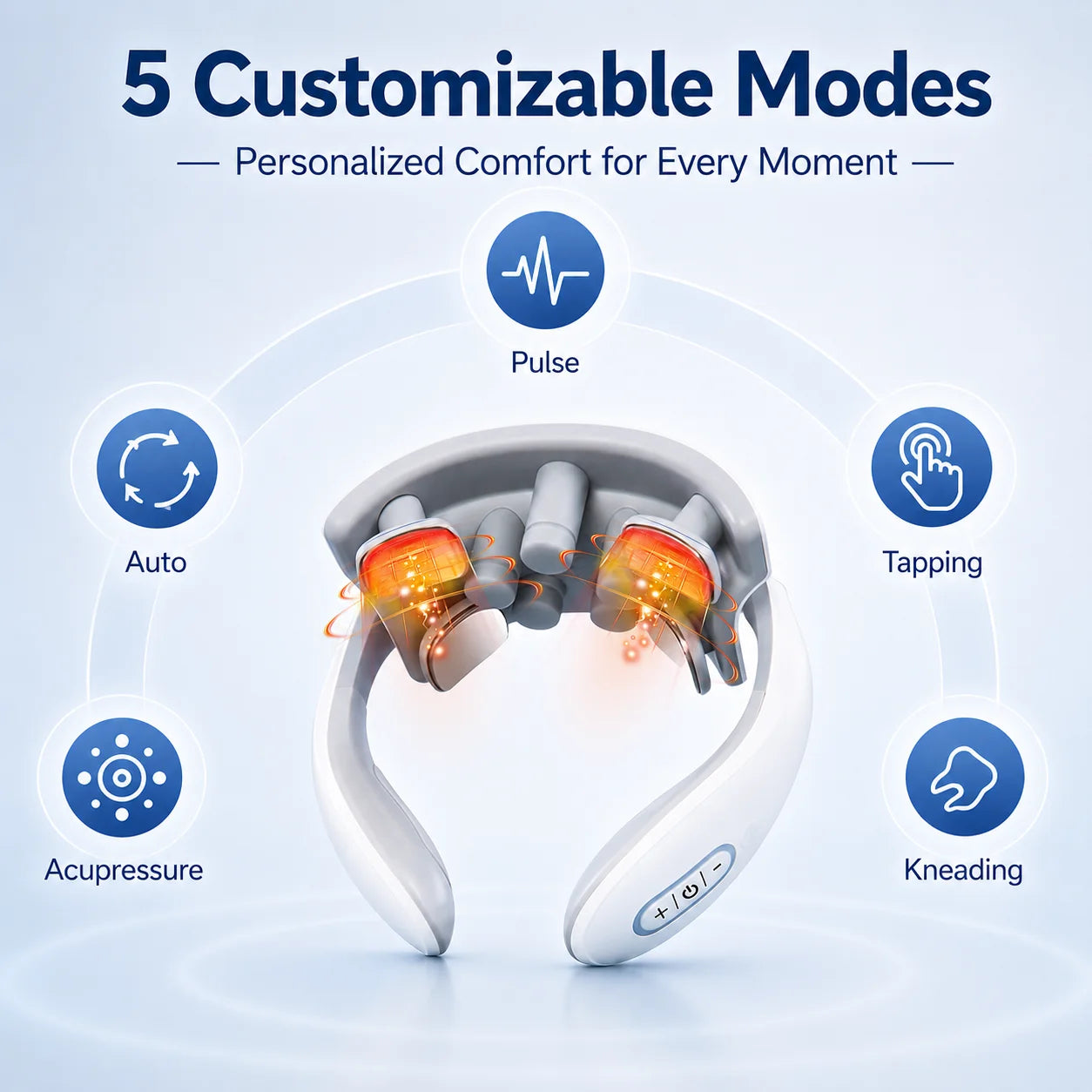 Portable Neck Massager with 5 Massage Modes, Gentle Warmth, Ergonomic Fit for Home, Office & Travel