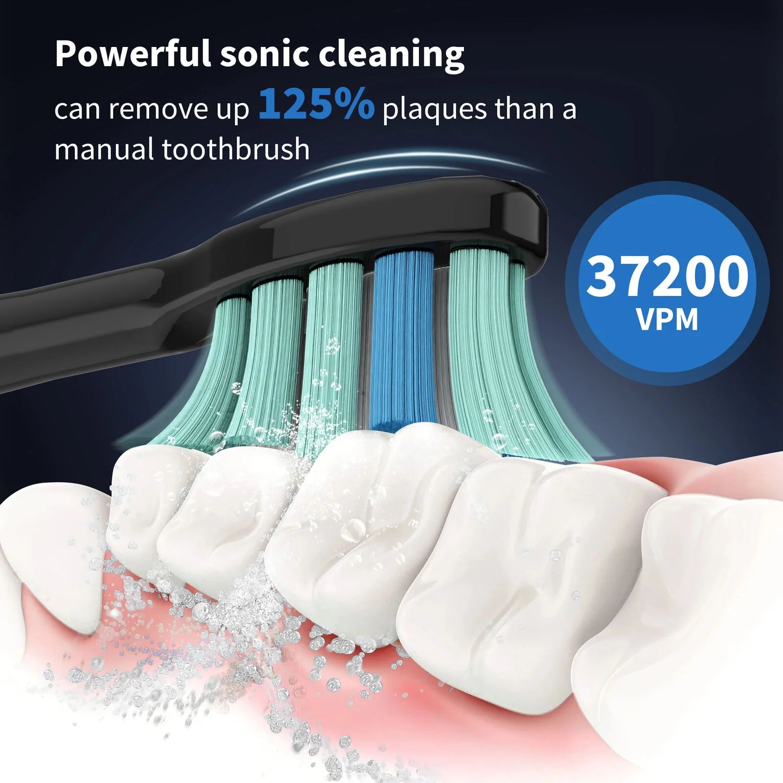 Sonic Electric Toothbrush for Adults | 37,200 VPM, 5 Modes | 12 Brush Heads, 30-Day Battery, IPX7 Waterproof, 2-Minute Timer