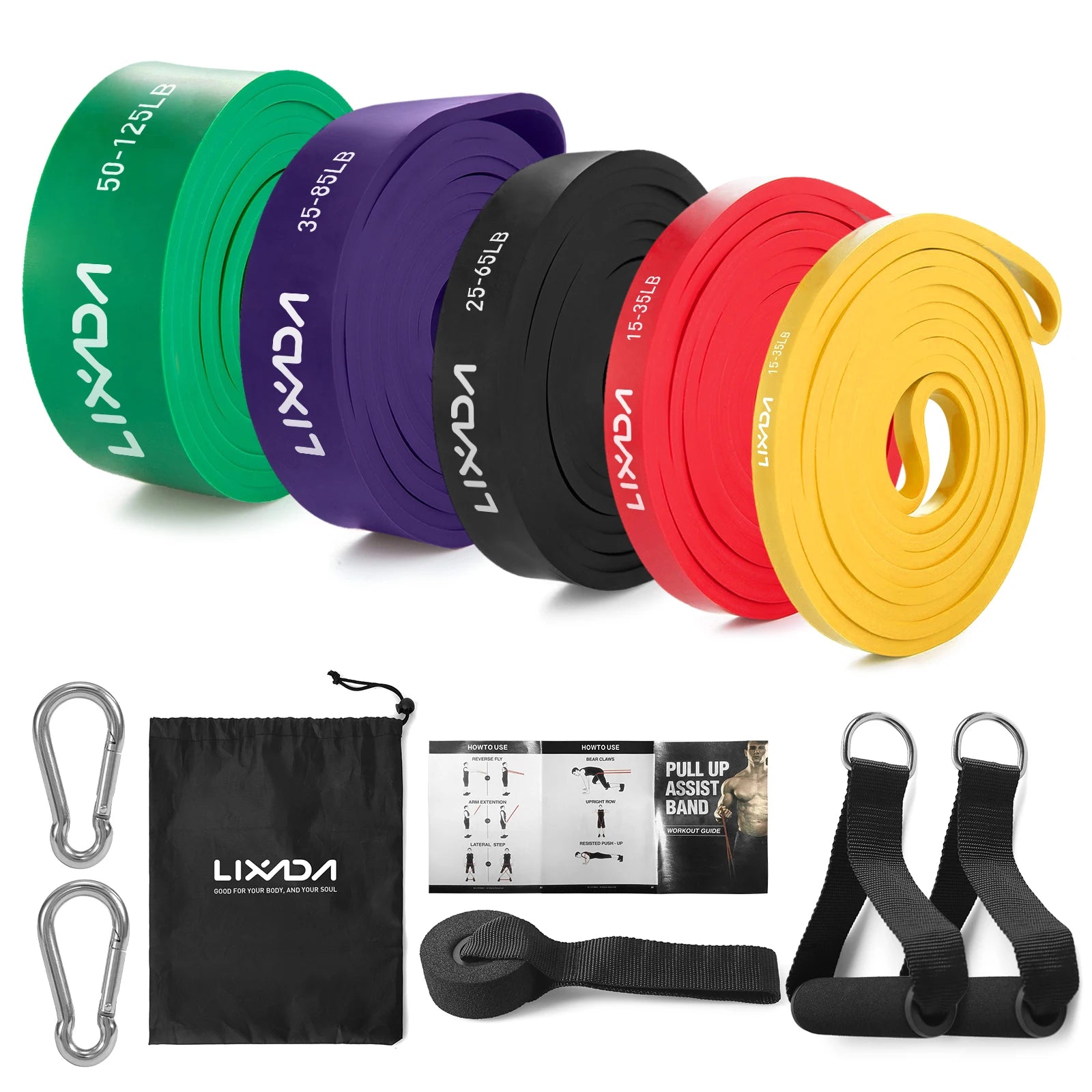 Heavy Duty Resistance Bands | Pull Up Assist Band Set | Long Exercise Bands for Home Gym | Strength Training | 8-125lbs Tension | Latex Workout Loops