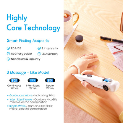 Electronic Acupuncture Pen | Needle-Free Meridian Massage with Pulse Therapy | Auto Acupoint Detection, 9 Intensity Levels, USB Rechargeable