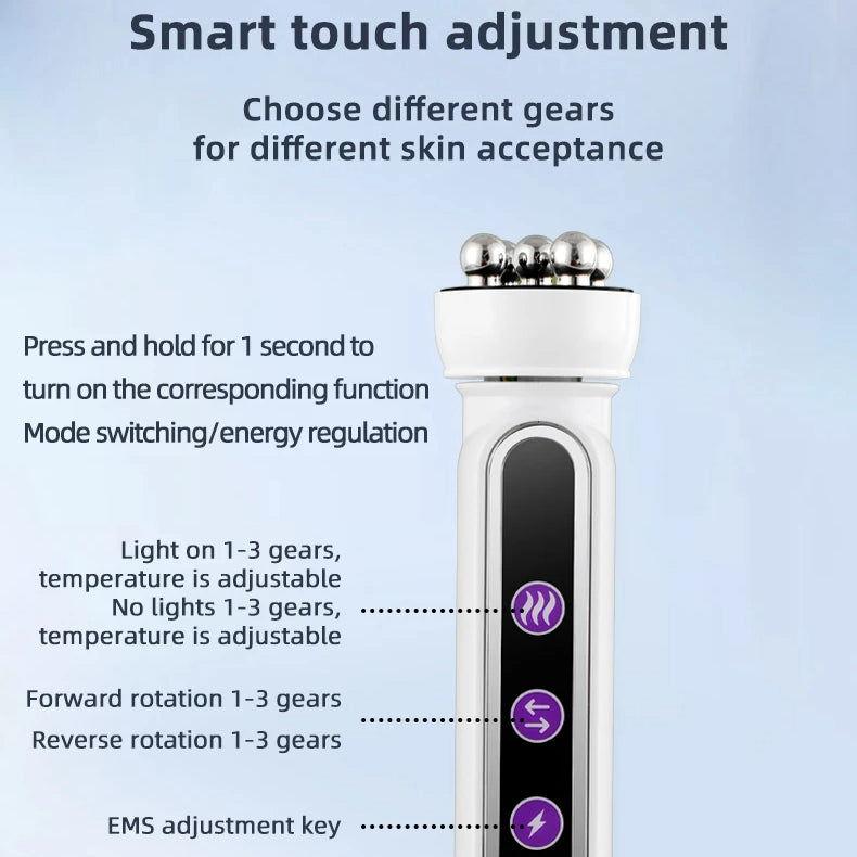 3-in-1 RF EMS Facial Roller | 360° Massager with LED & Heat | Anti-Wrinkle Skin Tightening Device for Face & Body