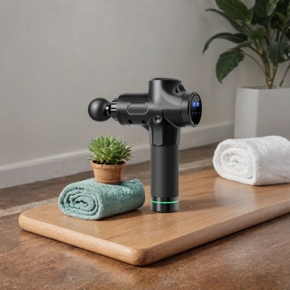 30-Speed Muscle Massage Gun | Deep Tissue Percussion Massager with 6 Heads, LCD Touchscreen & Quiet Motor | Pain Relief for Back, Neck, Legs Black