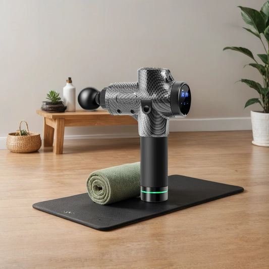 30-Speed Muscle Massage Gun | Deep Tissue Percussion Massager with 6 Heads, LCD Touchscreen & Quiet Motor | Pain Relief for Back, Neck, Legs Carbon