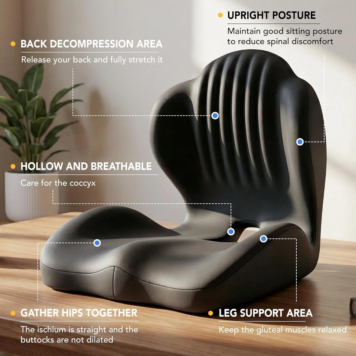Seat Cushion with Back Support | Memory Foam Office Chair Cushion | Ergonomic Seat and Lumbar Support for Posture