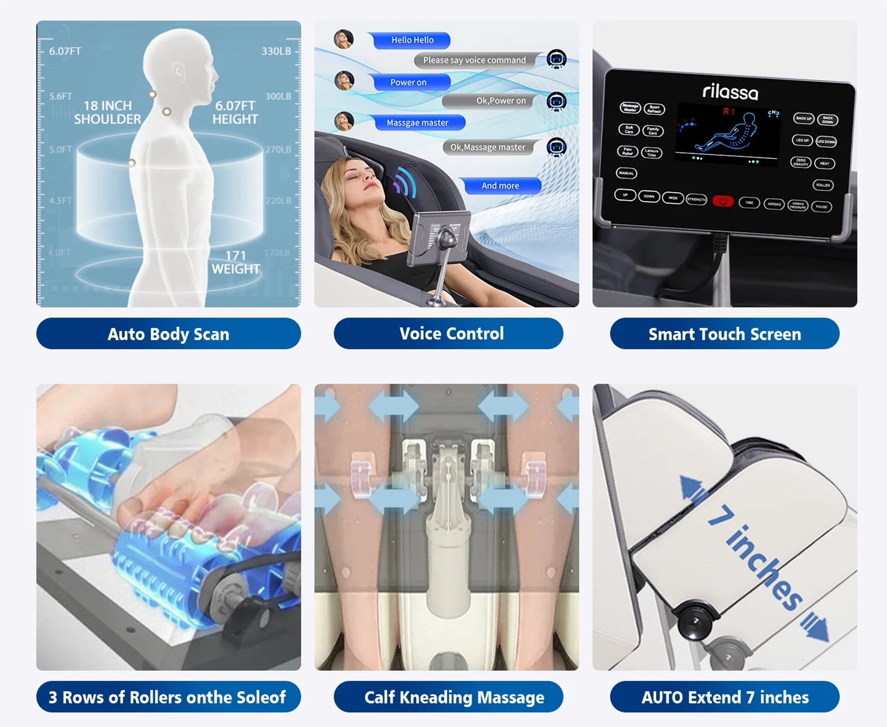 4D AI Voice-Control Massage Chair | 57" SL Track, 12 Programs, Touchscreen, Graphene Heating & Body Scan Customization