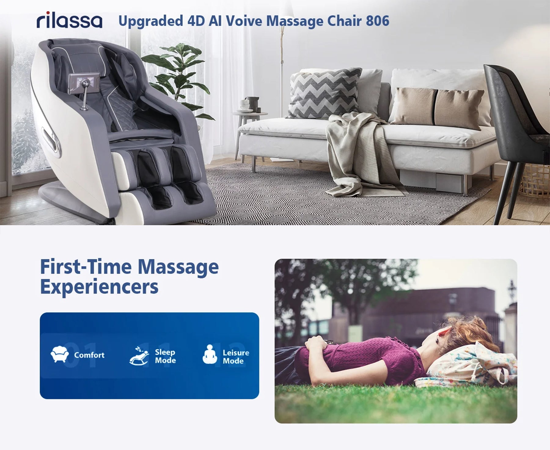4D AI Voice-Control Massage Chair | 57" SL Track, 12 Programs, Touchscreen, Graphene Heating & Body Scan Customization