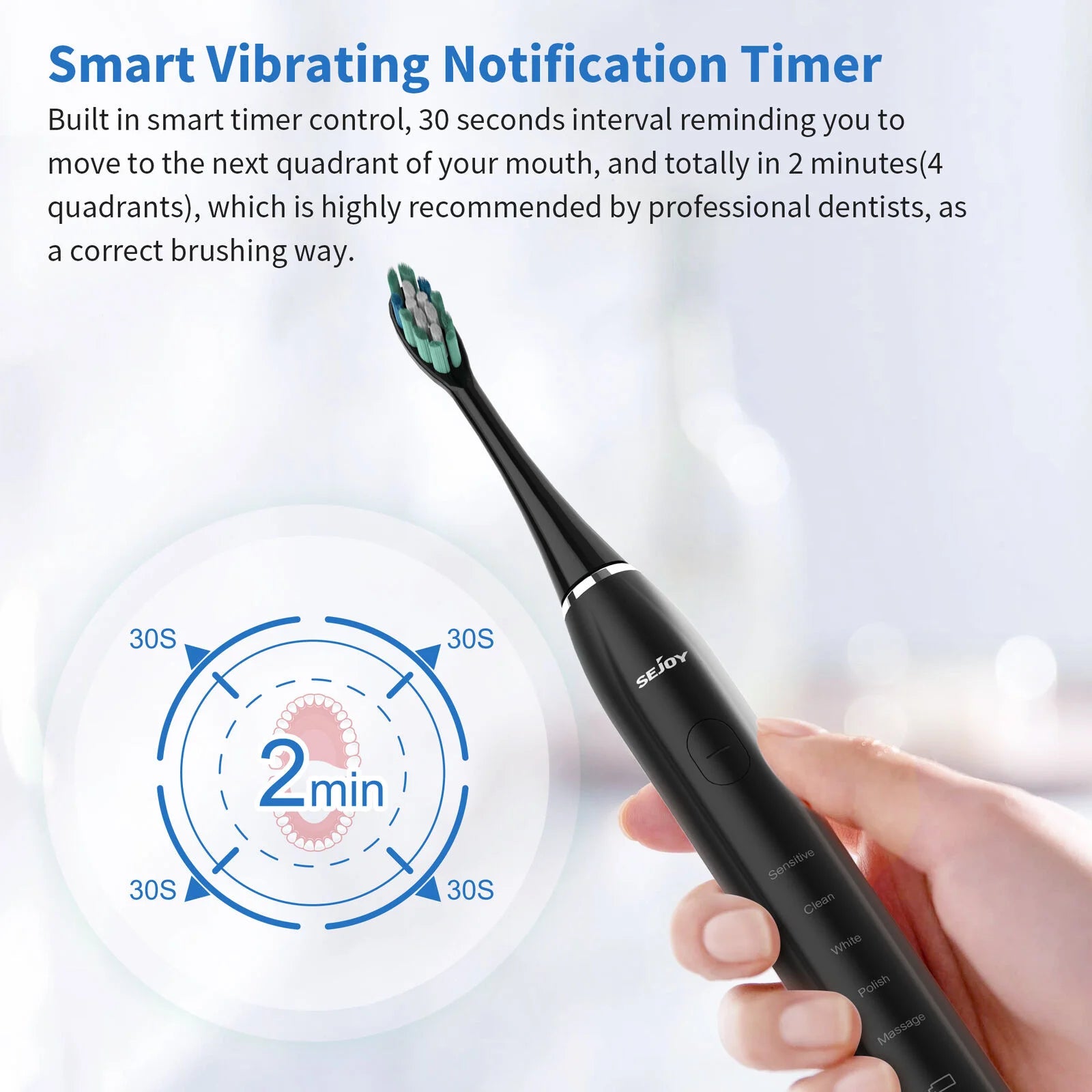 Sonic Electric Toothbrush for Adults | 37,200 VPM, 5 Modes | 12 Brush Heads, 30-Day Battery, IPX7 Waterproof, 2-Minute Timer