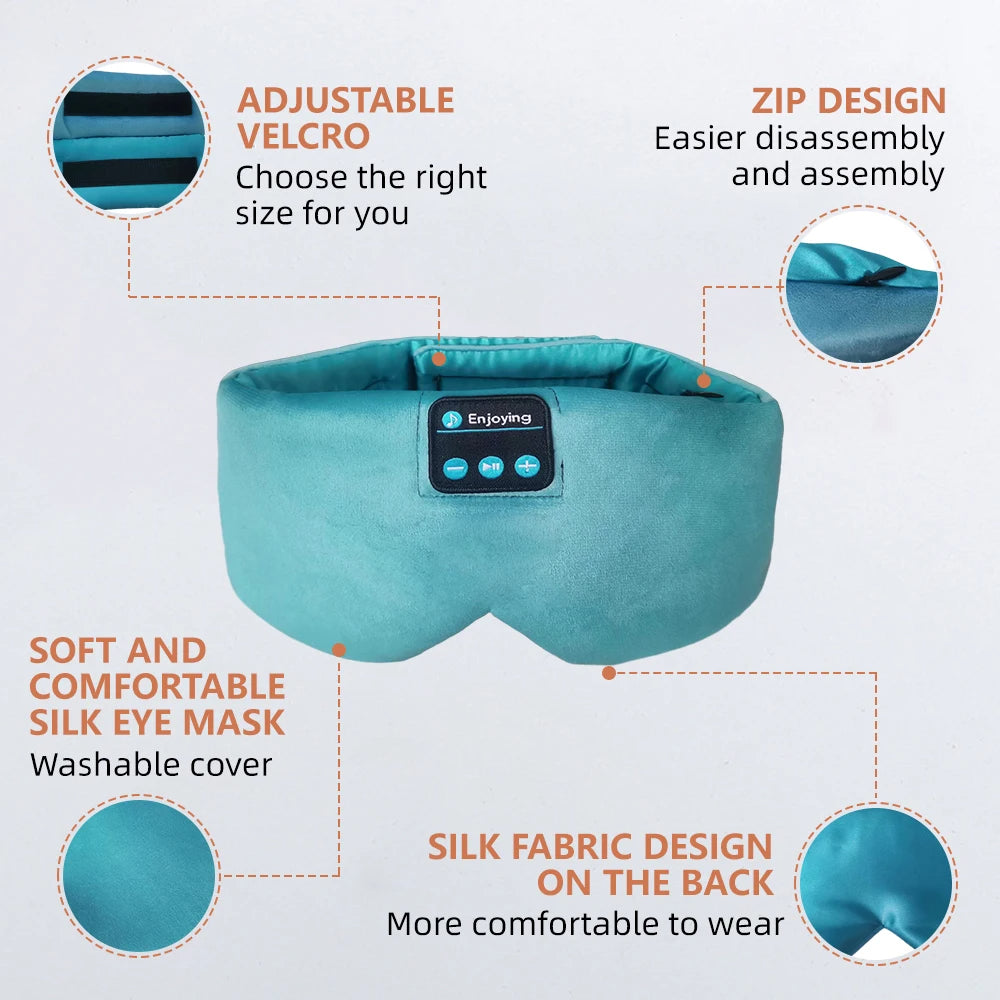 Bluetooth Sleep Mask with Headphones | Silk Eye Mask for Sleeping, Meditation & Travel | Wireless Music Eye Mask by vitaAsana