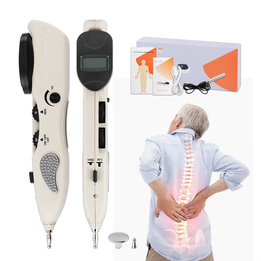 Electric Acupuncture Pen with LCD | Pain Relief Tool with 3 Probes & 10 Intensity Levels | Rechargeable Meridian Therapy by vitaAsana