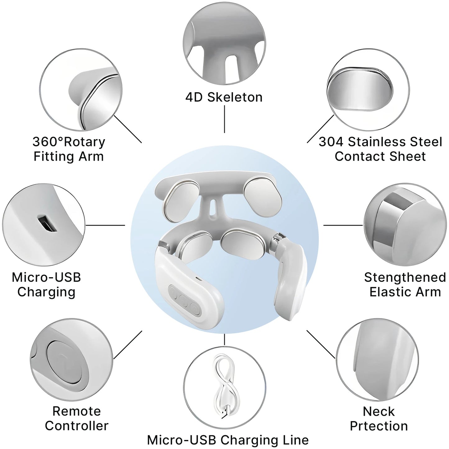 Cordless Neck Massager with Heat | 16 Intensity EMS, Deep Muscle Relief, Hands-Free Design