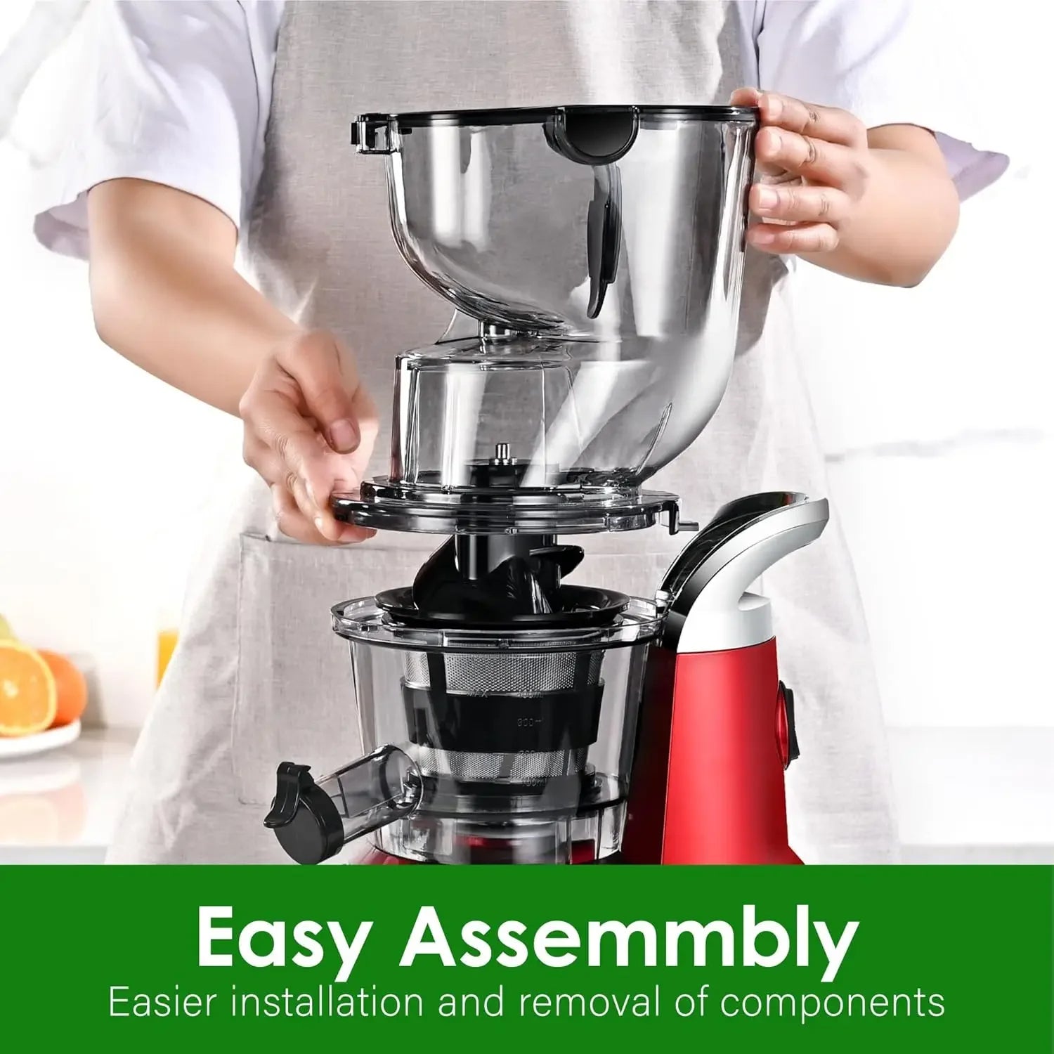 Cold Press Juicer Machine | Wide Chute 3.27" & 1.26", BPA-Free, Anti-Drip, High Juice Yield, Quiet Motor