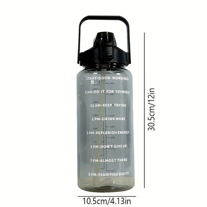 68 oz Motivational Water Bottle – 2 L Leak-Proof Sports Jug with Straw, Time Marker & Flip-Top Lid, BPA-Free